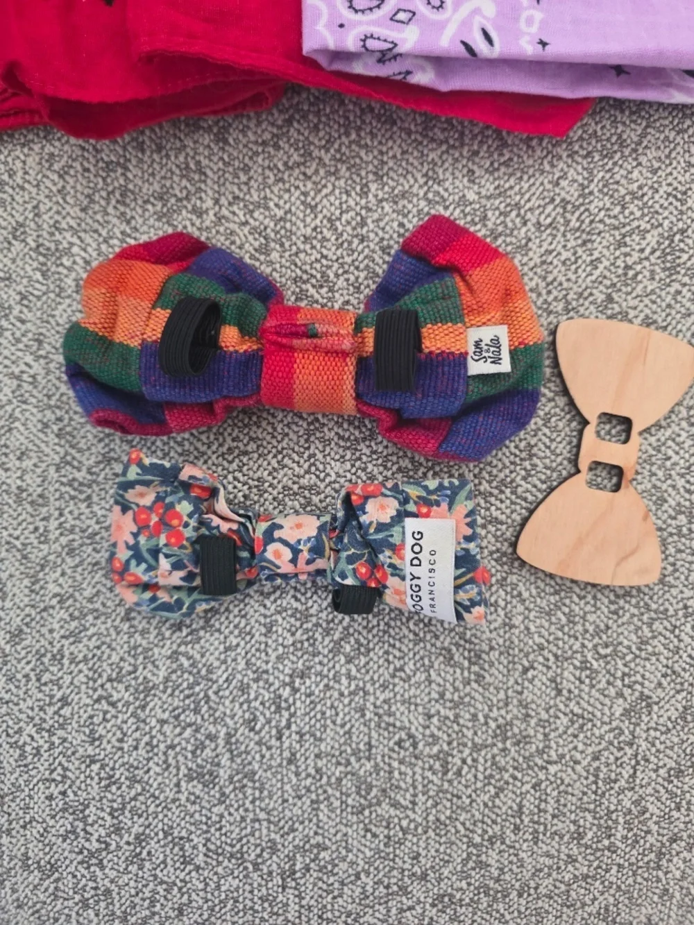 Lot of 7 Dog Bandanas and 3 Bowties